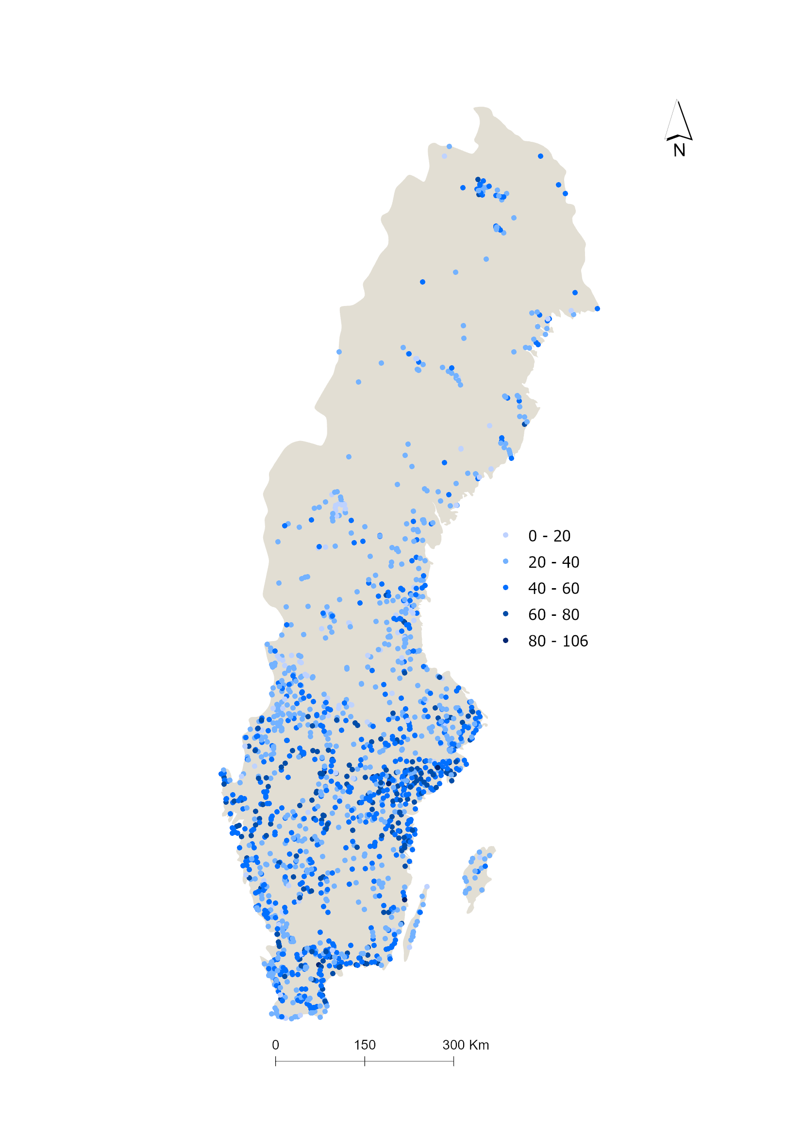 Indikationer över hur taxa för kiselalger ser ut i Sverige. Karta.